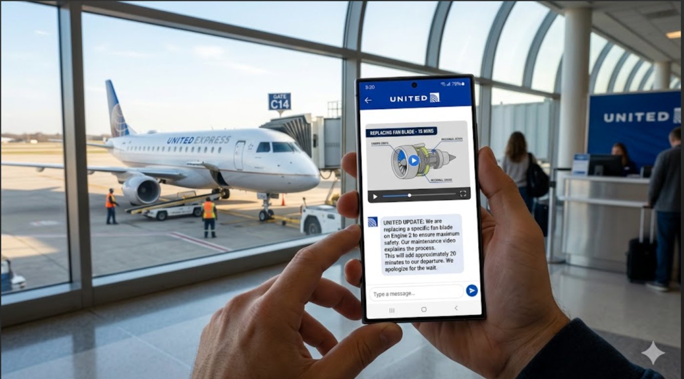 United Airlines recurrirá a la Inteligencia Artificial y videos de mantenimiento para explicar cada retraso a sus pasajeros
