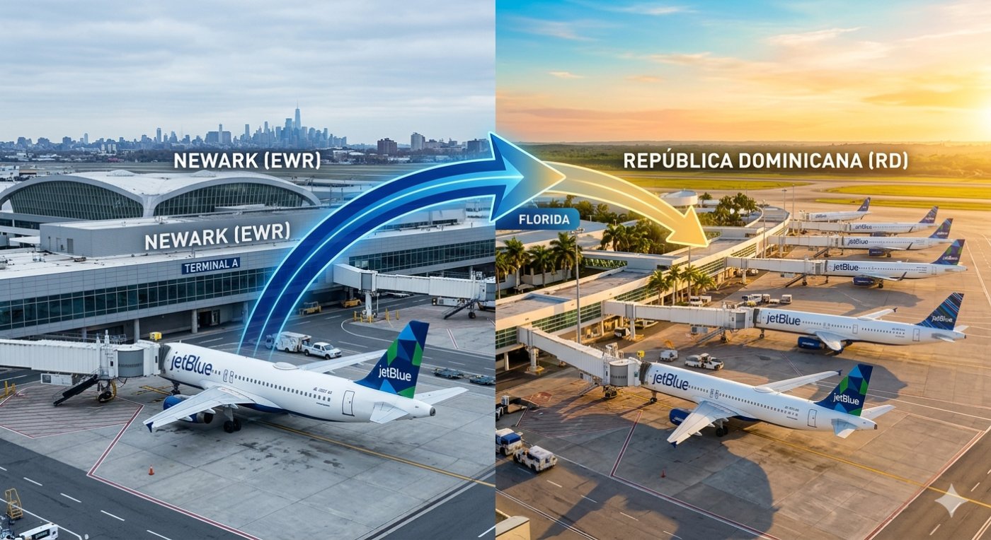 JetBlue cancela rutas en Newark para priorizar vuelos entre Florida y República Dominicana