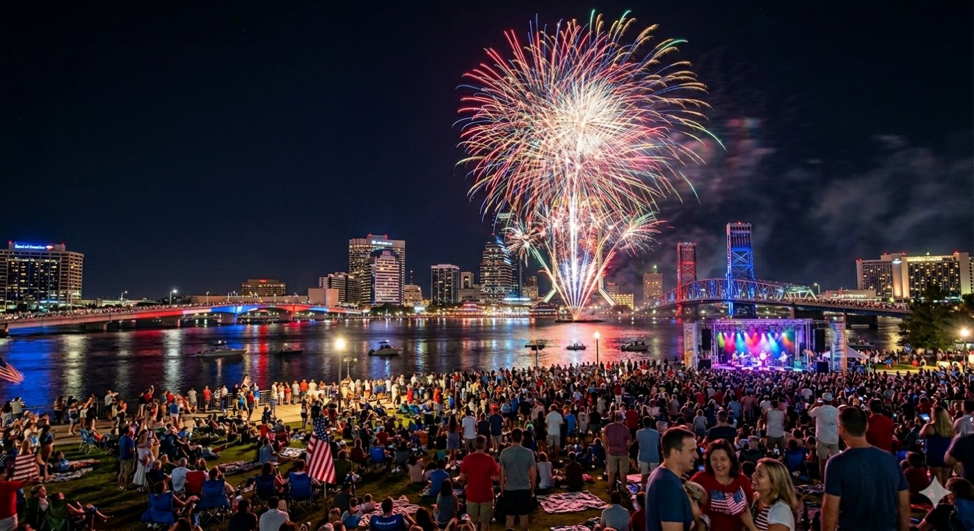 ¡EL SHOW DE FUEGOS ARTIFICIALES MÁS GRANDE EN LA HISTORIA DE JACKSONVILLE!