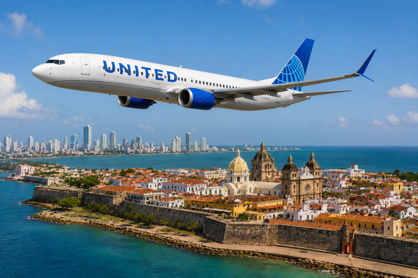 United Airlines ampliará su presencia en Colombia con dos nuevos vuelos directos a Cartagena