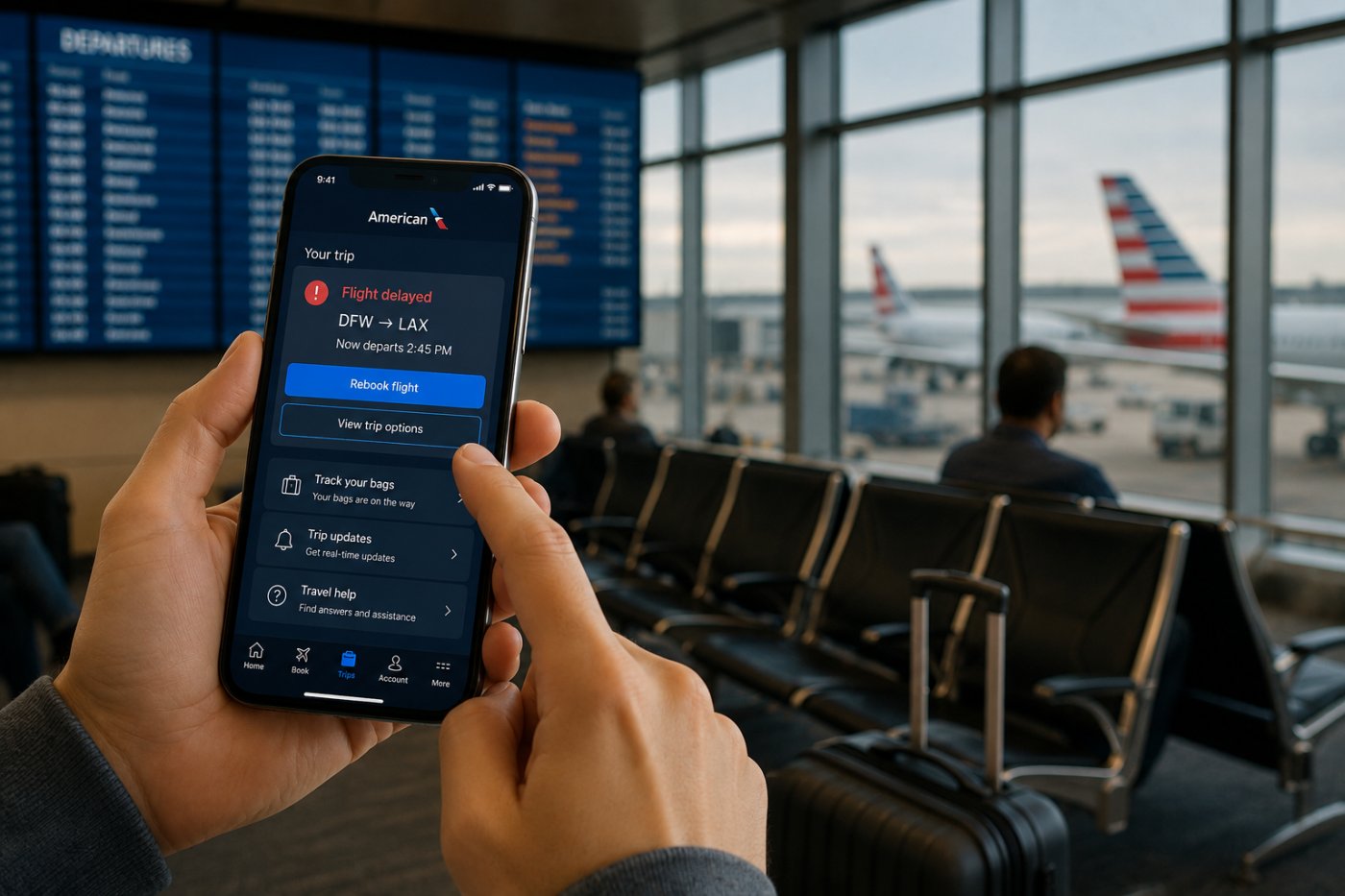 La próxima vez que tu vuelo se retrase, quizás no tengas que hacer fila para cambiarlo