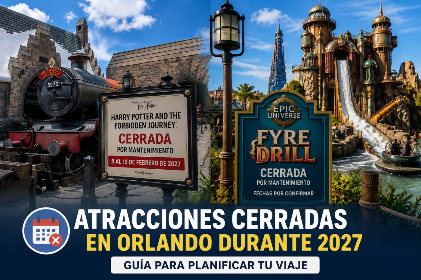 Las atracciones que estarán cerradas temporalmente en Orlando durante 2027: guía para planificar tu viaje