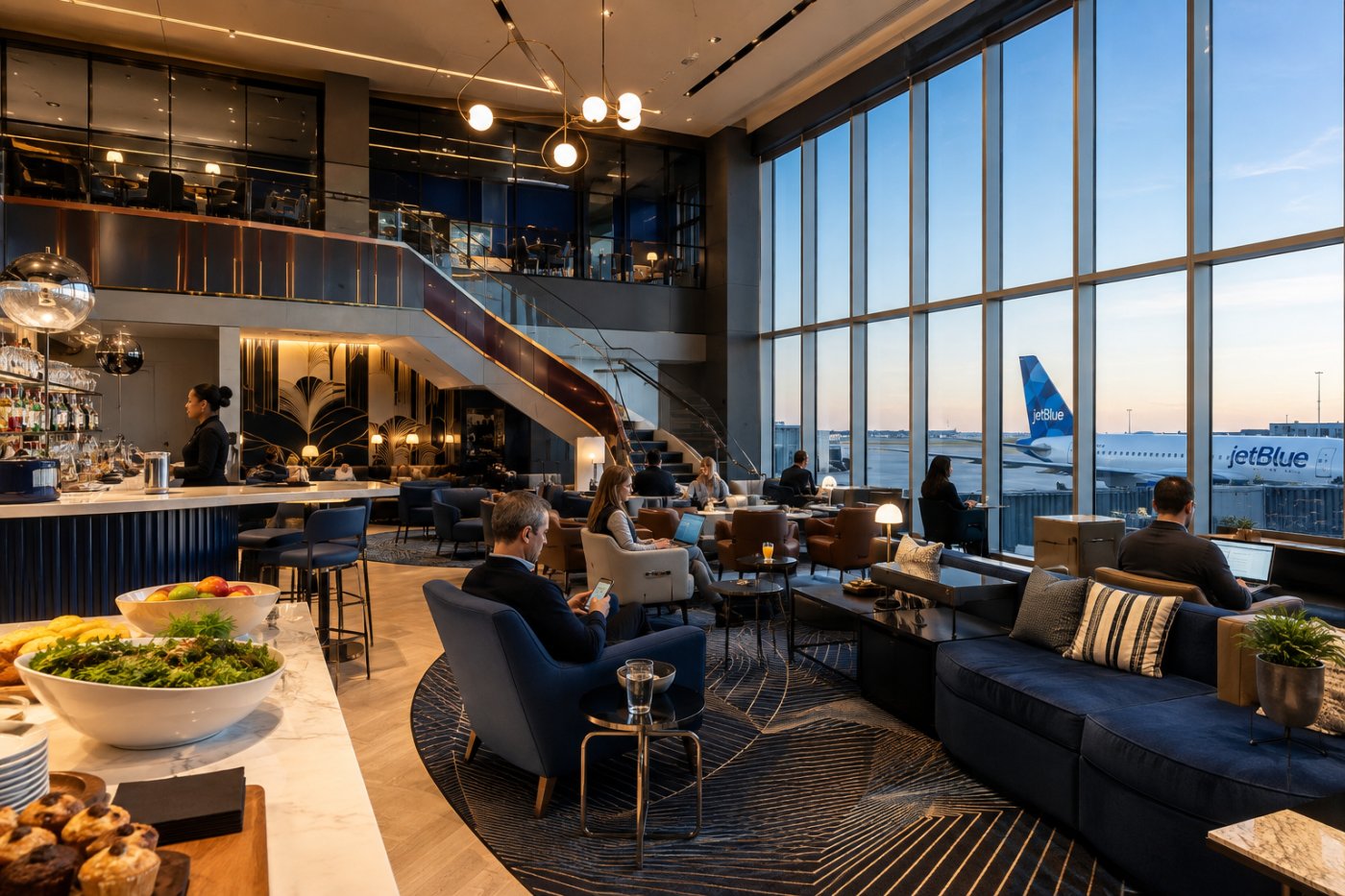 La sala VIP de JetBlue en JFK es elegida como la mejor de Estados Unidos: así está cambiando la experiencia de viaje