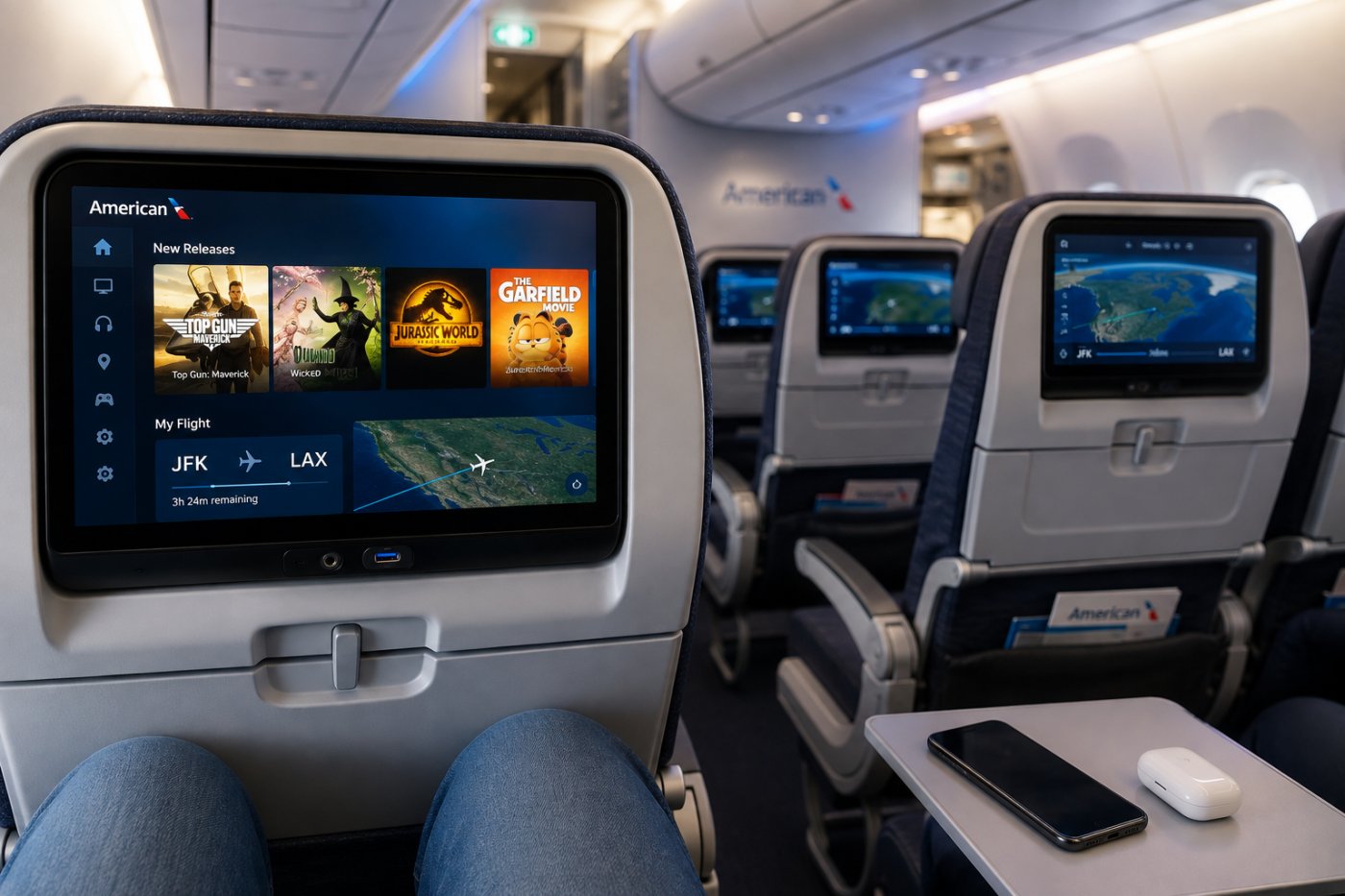 American Airlines recuperará las pantallas individuales en todos sus aviones de pasillo único